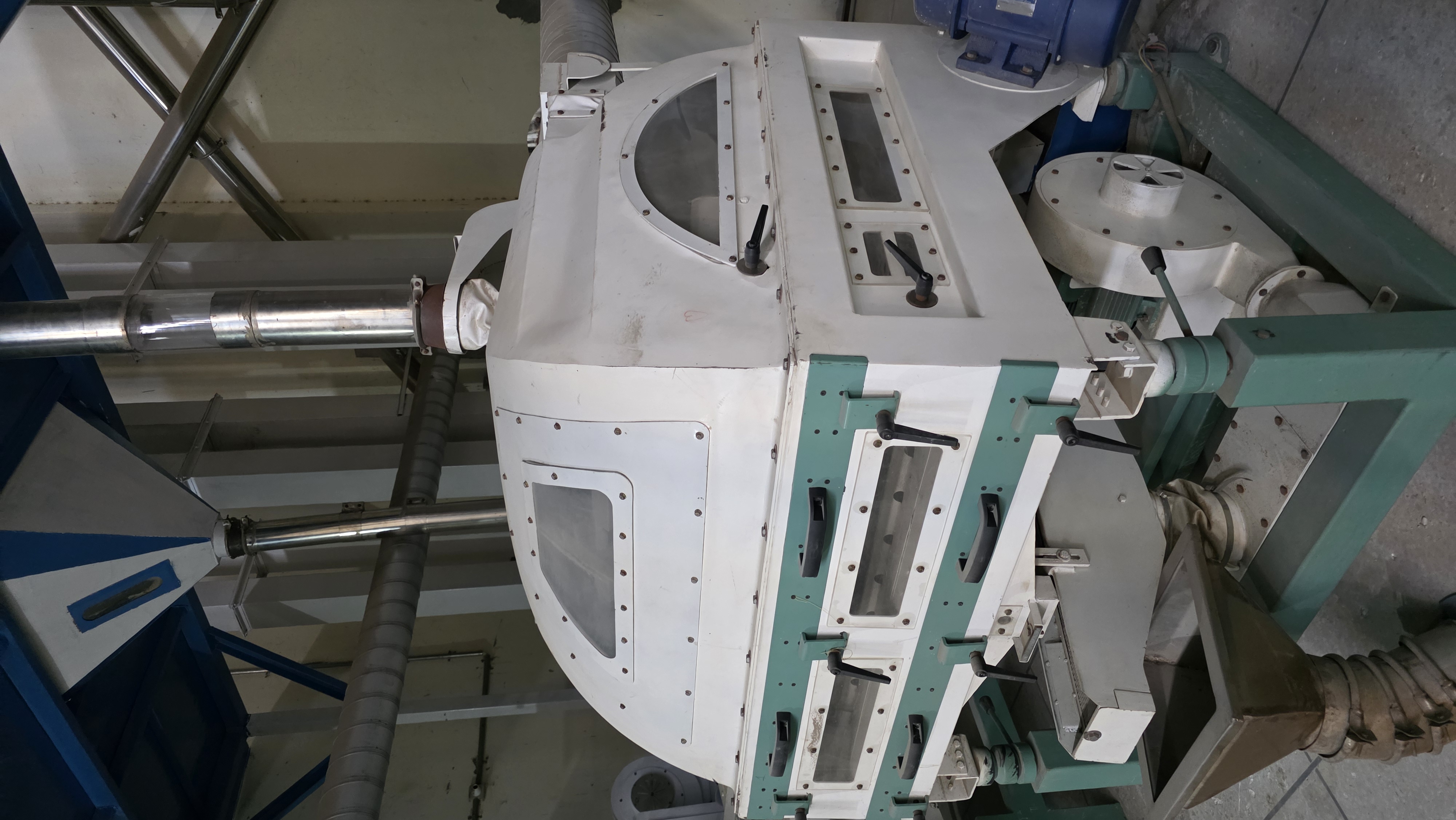 Cleaner and destoner line in the rice processing facility.